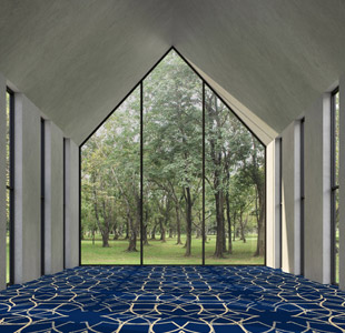 الأزرق الداكن سجادة غرفة الصلاة التقليدية
