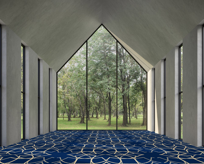 الأزرق الداكن سجادة غرفة الصلاة التقليدية